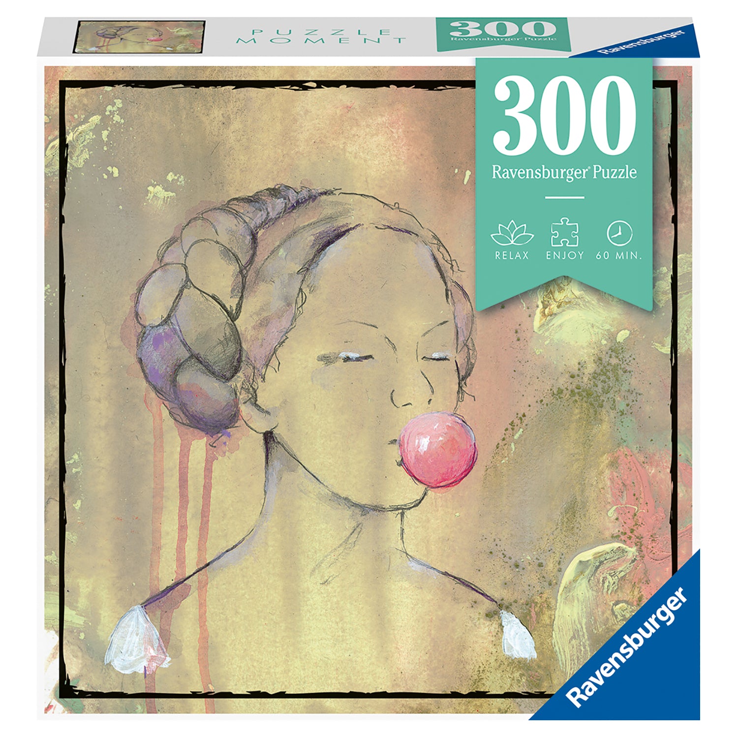 PUZZLE DOAMNA CU BALON DIN GUMA, 300 PIESE - RAVENSBURGER (RVSPA12966) - Libelula Vesela - Jucarii