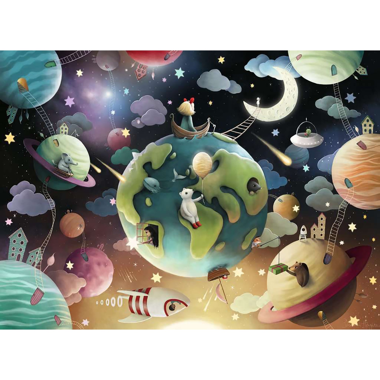 PUZZLE PLANETE, 100 PIESE - RAVENSBURGER (RVSPC12971) - Libelula Vesela - Jucarii
