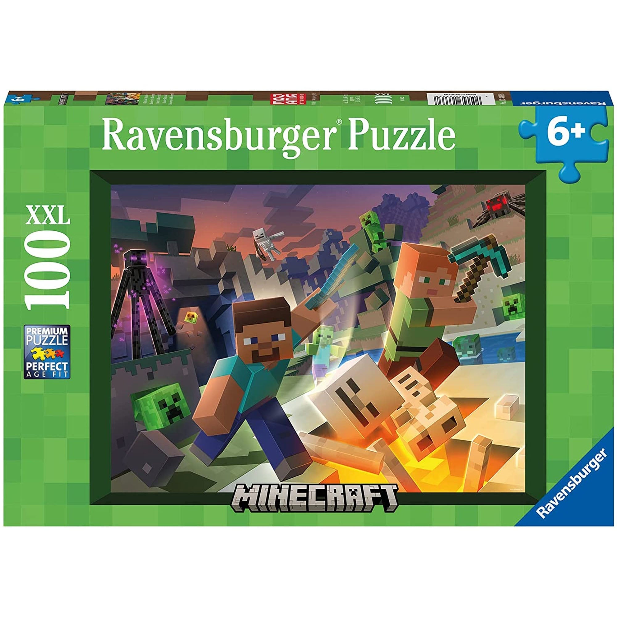 PUZZLE MONSTRI MINECRAFT, 100 PIESE - RAVENSBURGER (13333) - Libelula Vesela - Jucarii