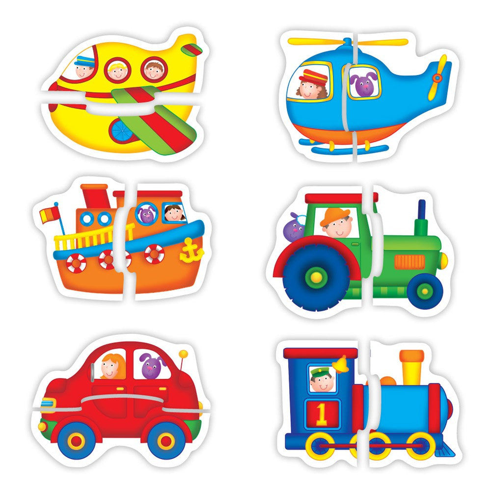 BABY PUZZLES: SET DE 6 PUZZLE-URI TRANSPORT (2 PIESE) (1003037) - Libelula Vesela - Jucarii