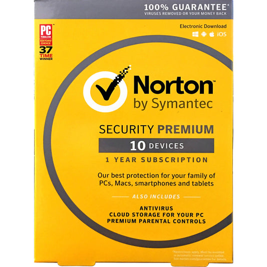 NORTON SECURITY PREMIUM KEY (1 YEAR / 10 DEVICES) + 25 GB CLOUD STORAGE - OFFICIAL WEBSITE - PC - EU - MULTILANGUAGE