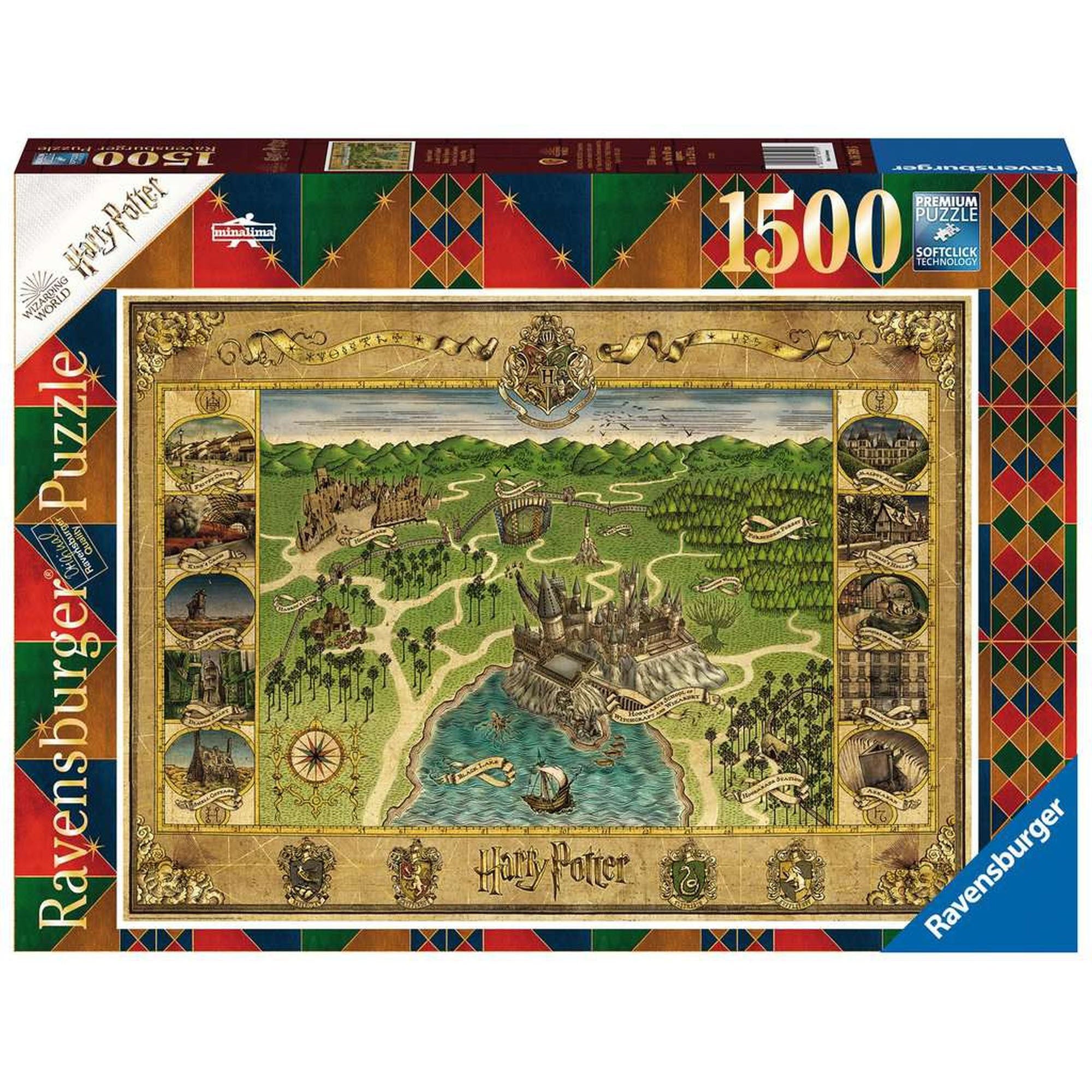 PUZZLE HARTA HOGWARTS, 1500 PIESE - RAVENSBURGER (RVSPA16599) - Libelula Vesela - Jucarii