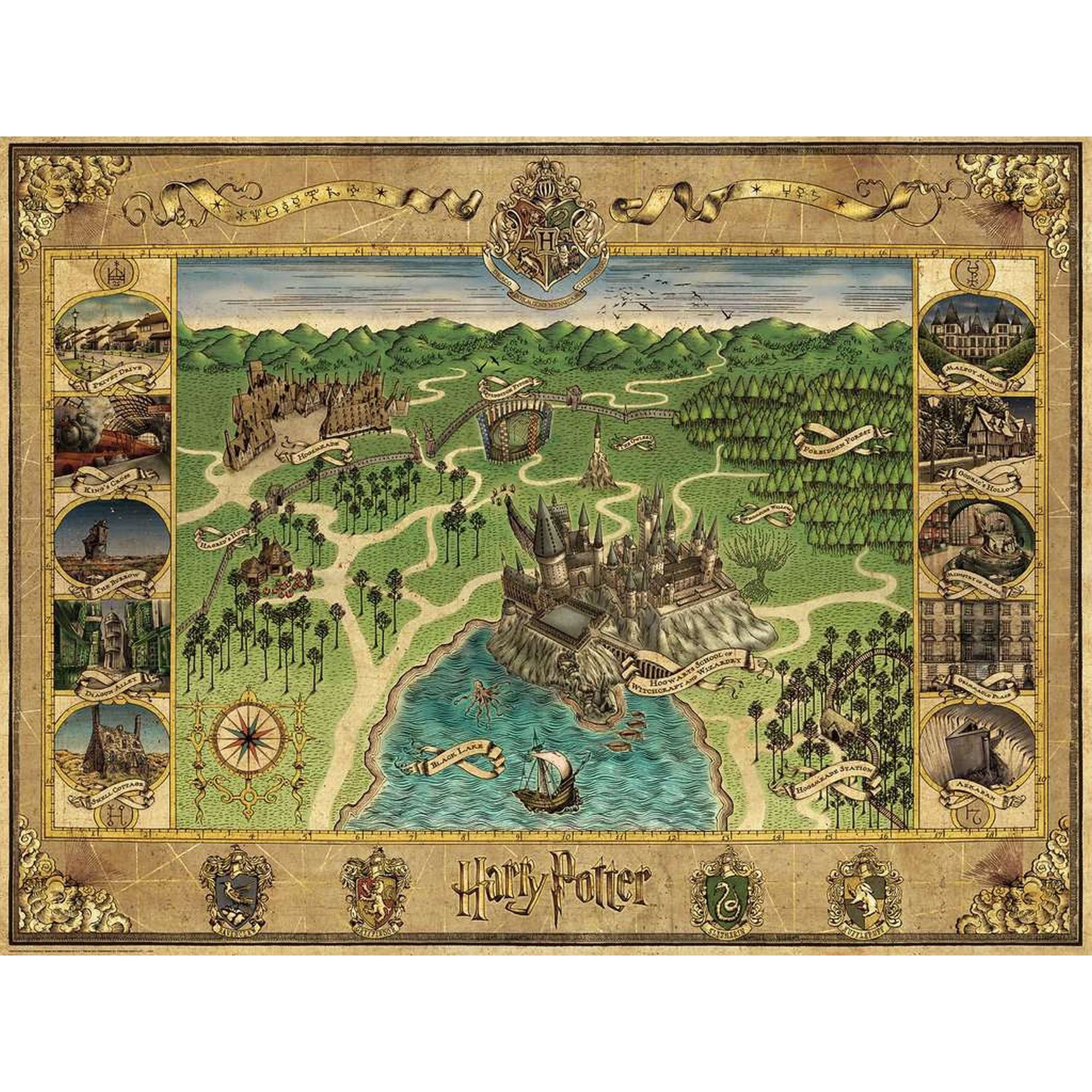 PUZZLE HARTA HOGWARTS, 1500 PIESE - RAVENSBURGER (RVSPA16599) - Libelula Vesela - Jucarii
