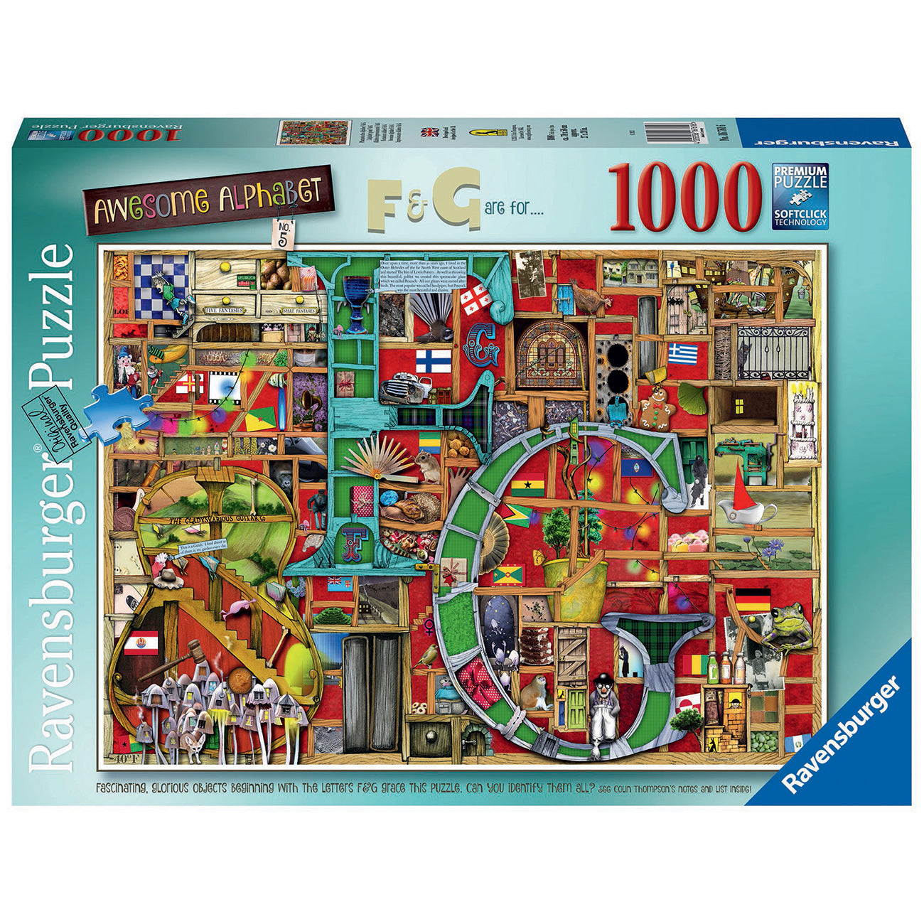 PUZZLE ALFABET COLIN THOMPSON, 1000 PIESE - RAVENSBURGER (RVSPA16761) - Libelula Vesela - Jucarii