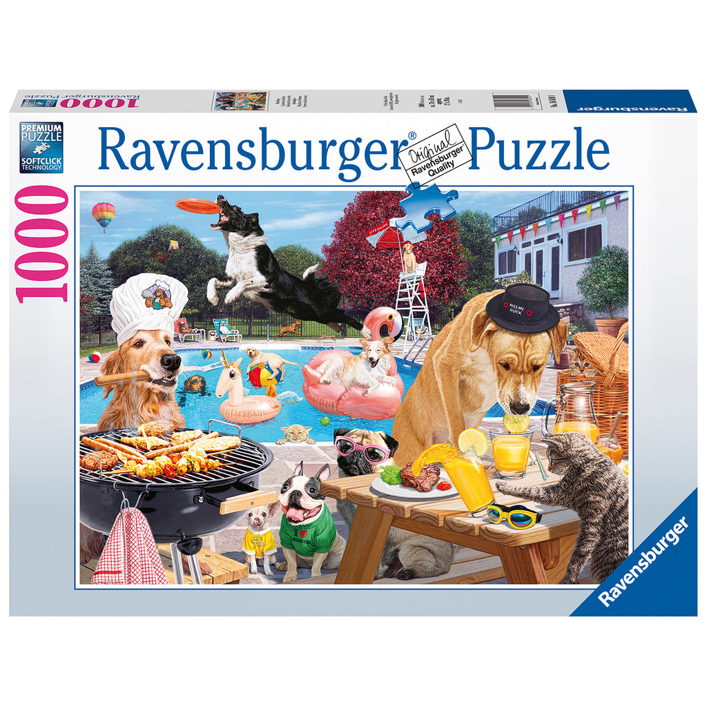 PUZZLE CATEI LA PISCINA, 1000 PIESE - RAVENSBURGER (RVSPA16810) - Libelula Vesela - Jucarii