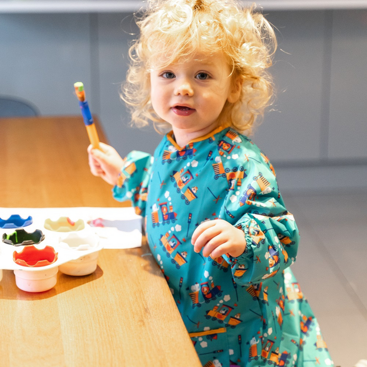 BAVETA LUNGA CU BUZUNAR - TRENULETE - TIDY TOT (LLBTRNS) - Libelula Vesela - Puericultura