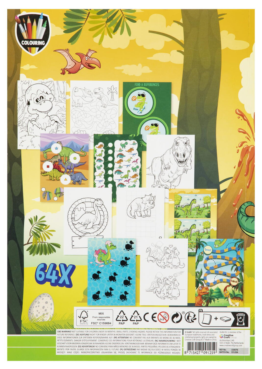 CARTE DE COLORAT CU ACTIVITATI - DINOZAUR - GRAFIX (150076) - Libelula Vesela - Carti