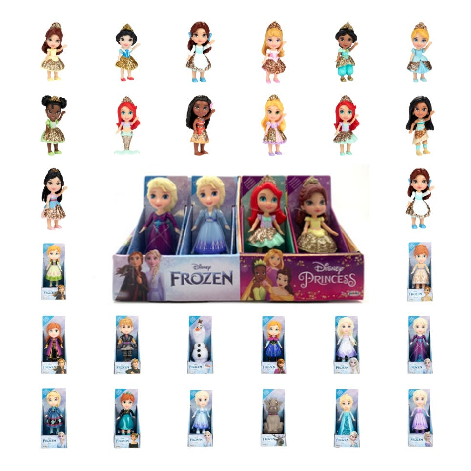DISNEY PRINCESS - MINI PAPUSI PRINTESE DISNEY SI FROZEN, 8 CM - JAKKS PACIFIC (217584) - Libelula Vesela - Jucarii