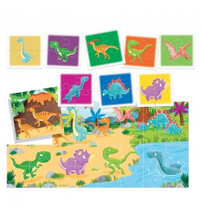 8+1 PUZZLE DINOZAURI - HEADU (HE22243) - Libelula Vesela - Jucarii