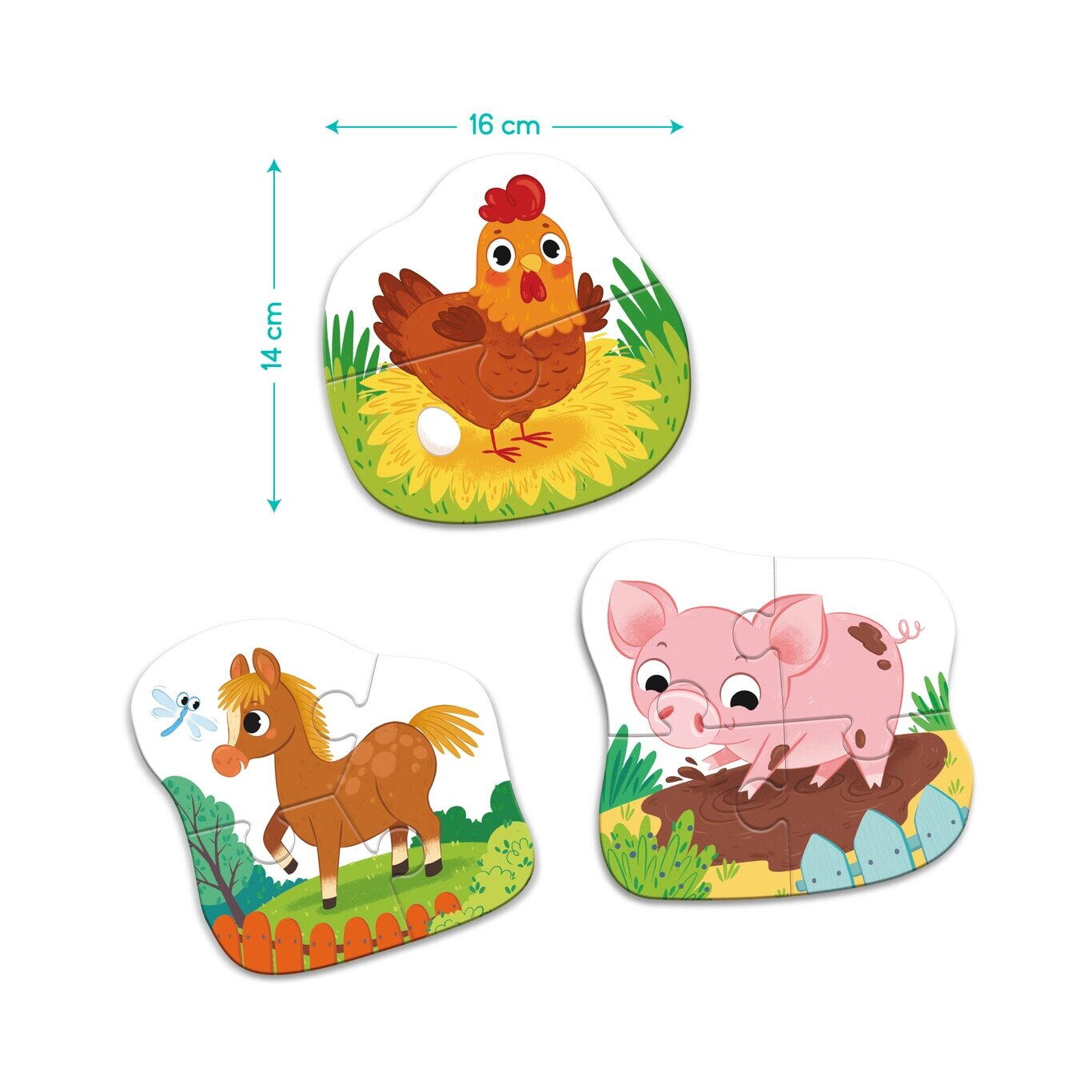 PUZZLE 3 IN 1 - O ZI LA FERMA (2,3,4 PIESE) - DODO (DO300394) - Libelula Vesela - Jucarii