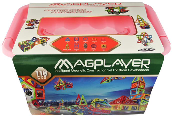 JOC DE CONSTRUCTIE MAGNETIC - 118 PIESE - MAGPLAYER (MPT-118) - Libelula Vesela - Jucarii