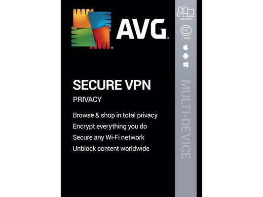 AVG SECURE VPN (5 DEVICES, 1 YEAR) - OFFICIAL WEBSITE - MULTILANGUAGE - WORLDWIDE - PC / ANDROID / MAC / IOS - Libelula Vesela - Software