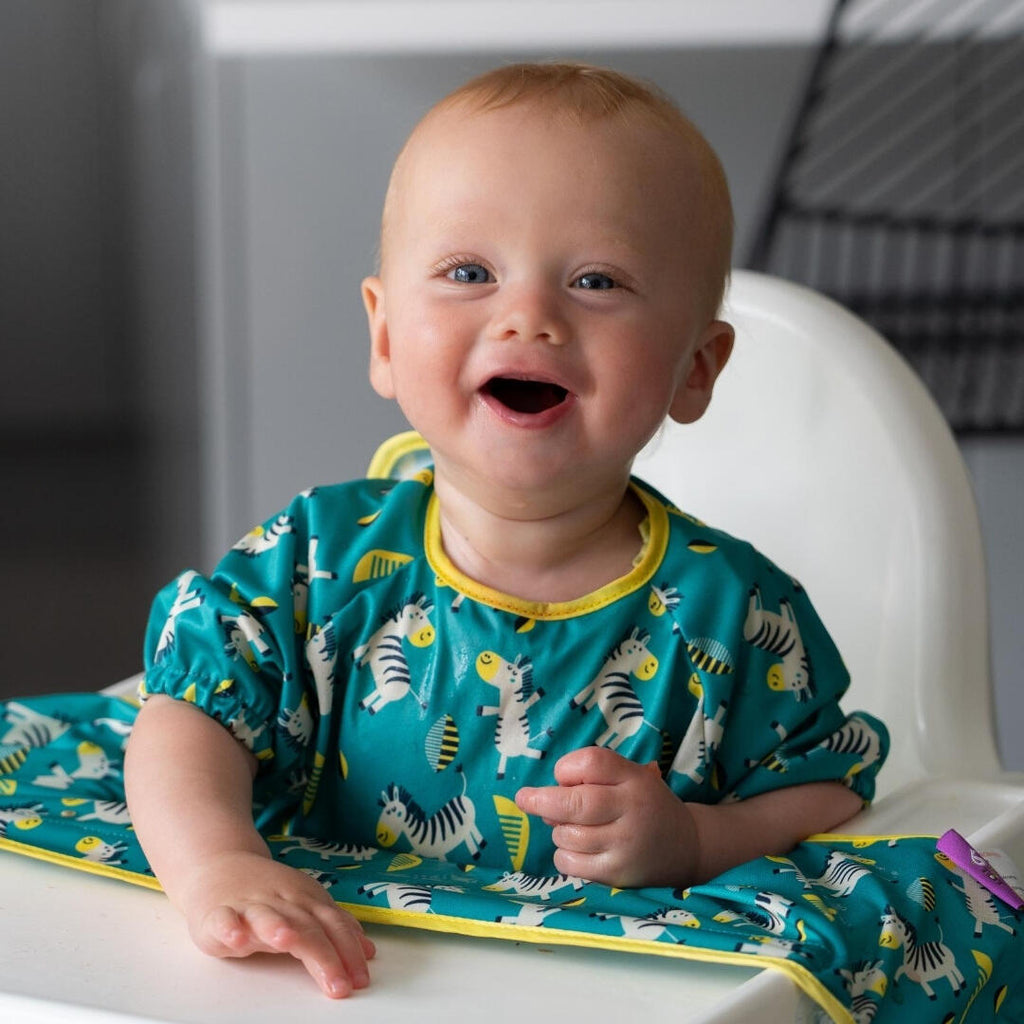 BAVETA MANECI SCURTE CU VENTUZE - ZEBRE VESELE - TIDY TOT (SSCCDZ) - Libelula Vesela - Puericultura