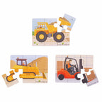 SET 3 PUZZLE DIN LEMN - VEHICULE PENTRU CONSTRUCTII - BIGJIGS (BJ817) - Libelula Vesela - Jucarii