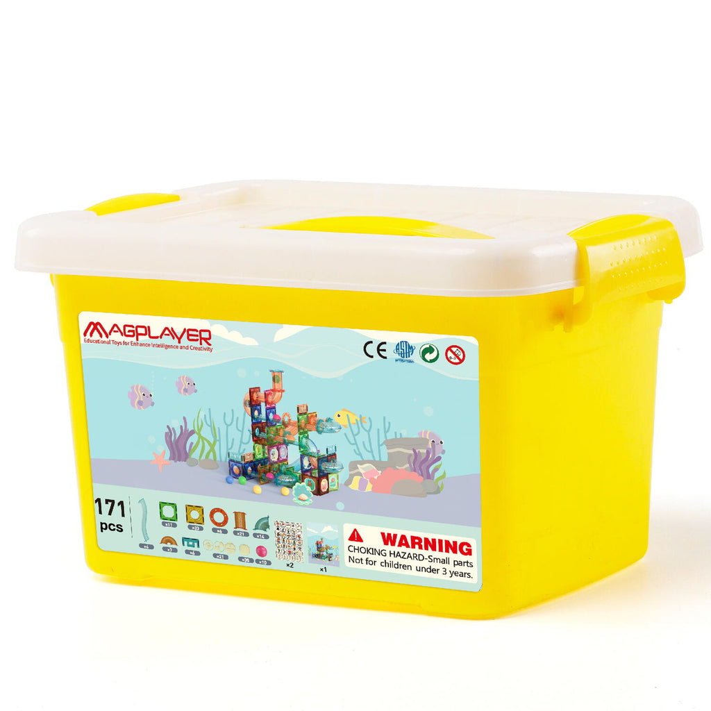 SET DE CONSTRUCTIE MAGNETIC - MARBLE RUN (171 PIESE) - MAGPLAYER (MPL-171) - Libelula Vesela - Jucarii