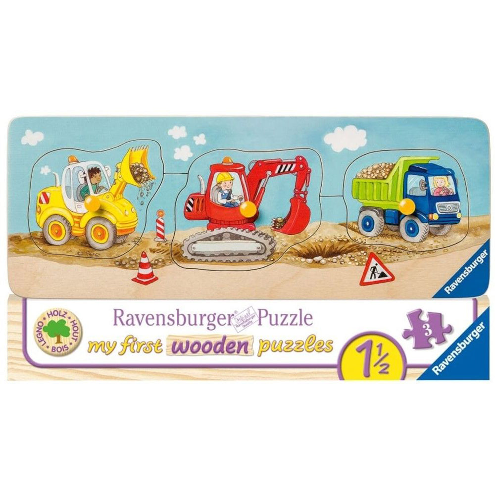 PUZZLE LEMN UTILAJE CONSTRUCTII, 3 PIESE - RAVENSBURGER (RVSPC03066) - Libelula Vesela - Jucarii