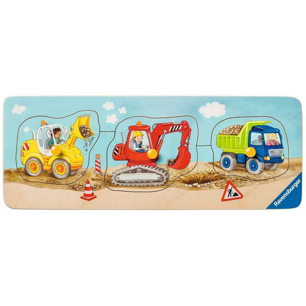 PUZZLE LEMN UTILAJE CONSTRUCTII, 3 PIESE - RAVENSBURGER (RVSPC03066) - Libelula Vesela - Jucarii