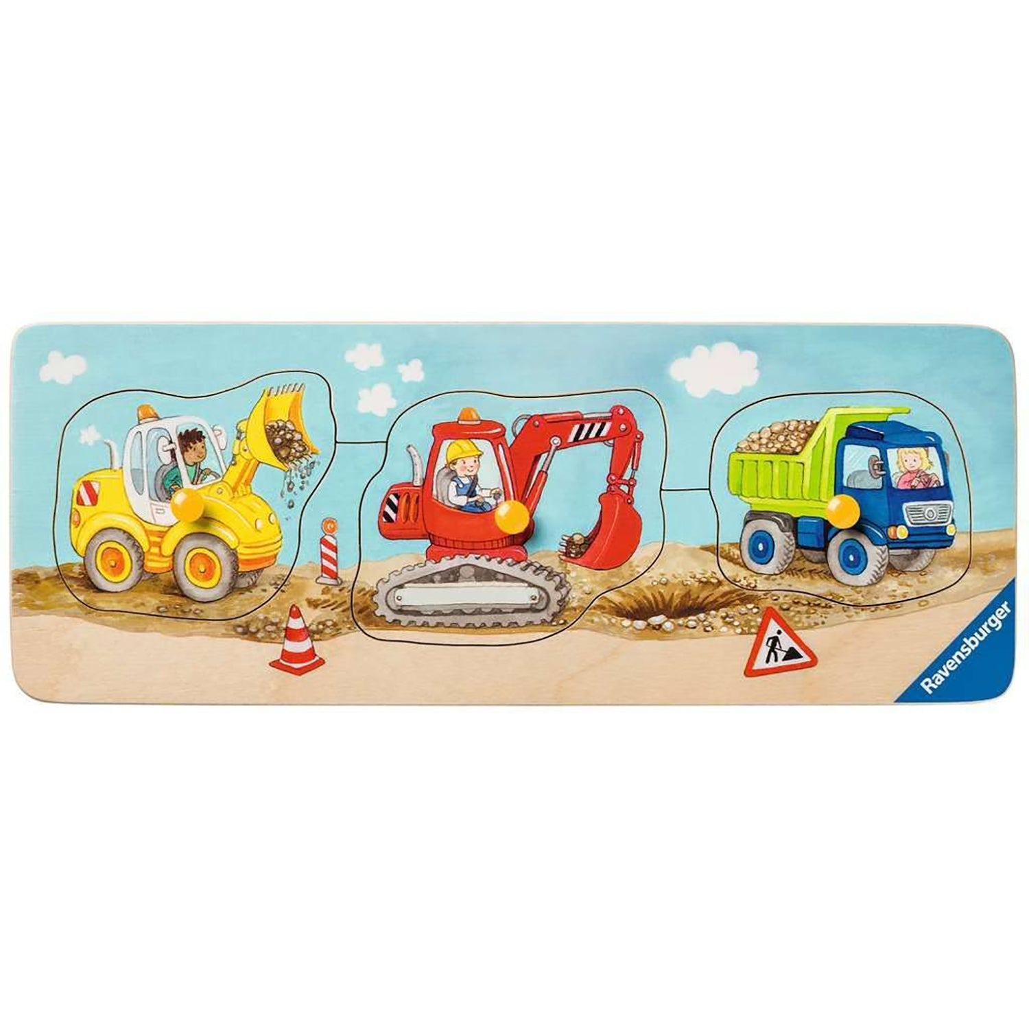 PUZZLE LEMN UTILAJE CONSTRUCTII, 3 PIESE - RAVENSBURGER (RVSPC03066) - Libelula Vesela - Jucarii