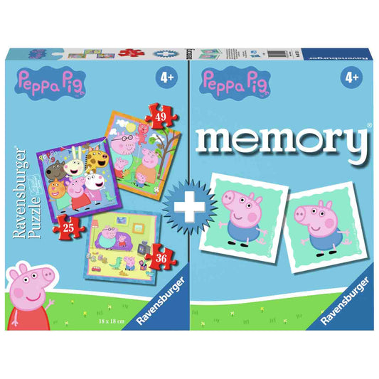 PUZZLE + JOC MEMORY PEPPA PIG, 25/36/49 PIESE - RAVENSBURGER (RVSPC03152)