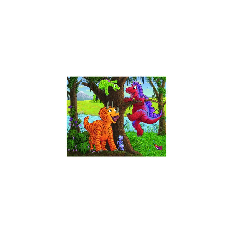 PUZZLE DINOZAURI LA RAU, 2X24 PIESE - RAVENSBURGER (RVSPC05030) - Libelula Vesela - Jucarii