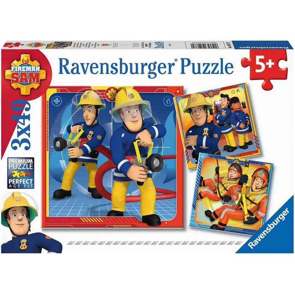 PUZZLE POMPIERUL SAM, 3X49 PIESE - RAVENSBURGER (RVSPC05077) - Libelula Vesela - Jucarii