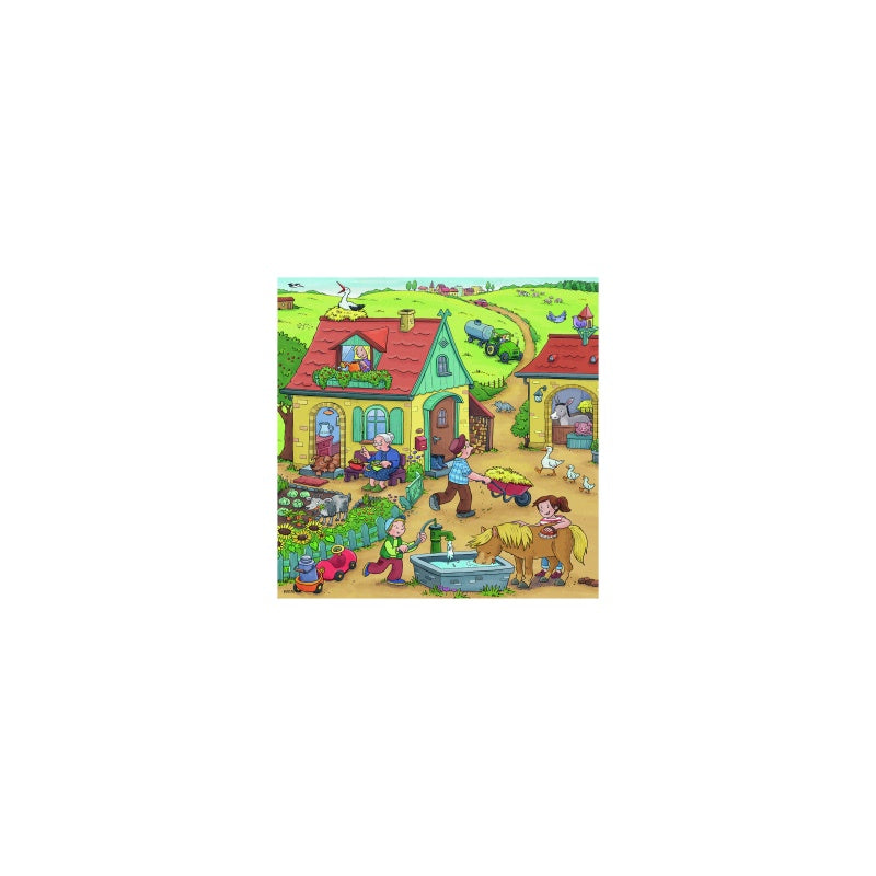 PUZZLE MUNCA LA FERMA, 3X49 PIESE - RAVENSBURGER (RVSPC05078) - Libelula Vesela - Jucarii