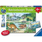 PUZZLE DINOZAURI, 2X24 PIESE - RAVENSBURGER (RVSPC05128) - Libelula Vesela - Jucarii