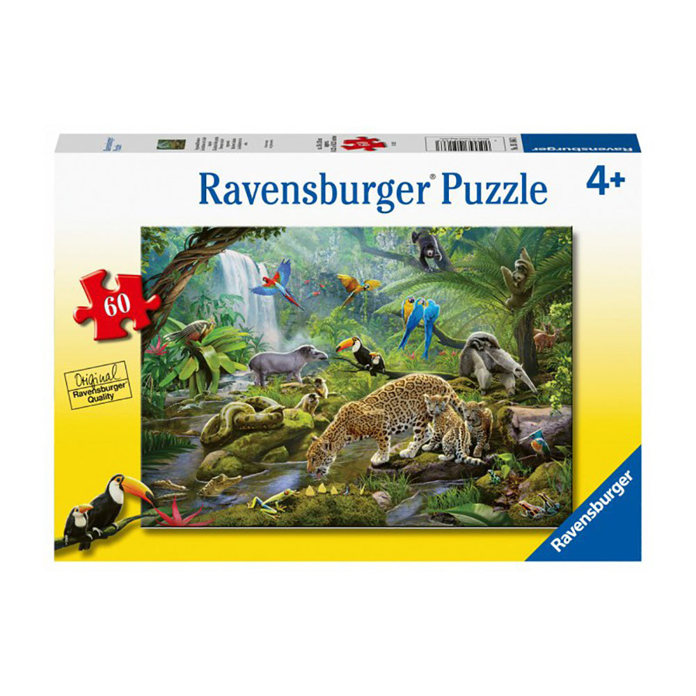PUZZLE ANIMALE IN PADUREA TROPICALA, 60 PIESE - RAVENSBURGER (RVSPC05166) - Libelula Vesela - Jucarii