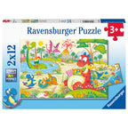 PUZZLE PRIETENII MEI DINOZAURII, 2X12 PIESE - RAVENSBURGER (RVSPC05246) - Libelula Vesela - Jucarii
