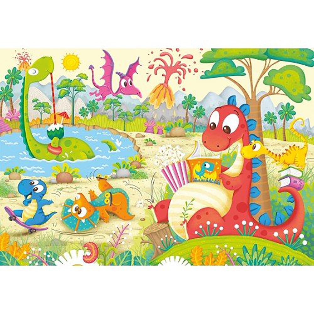 PUZZLE PRIETENII MEI DINOZAURII, 2X12 PIESE - RAVENSBURGER (RVSPC05246) - Libelula Vesela - Jucarii