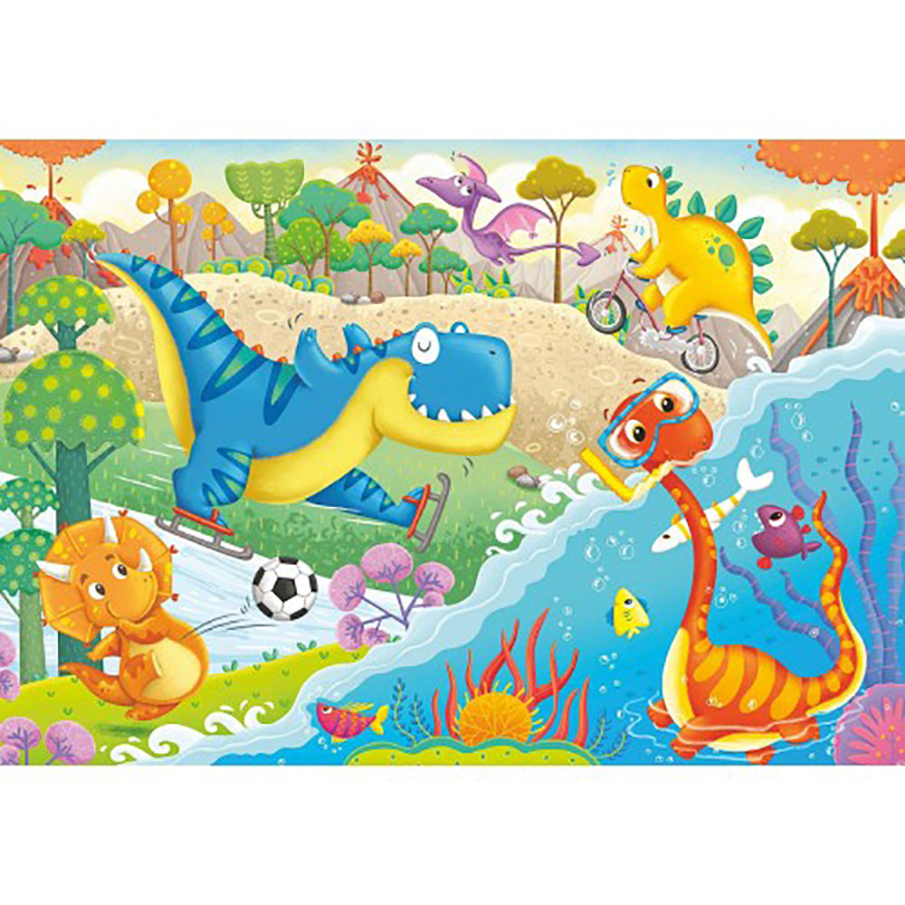 PUZZLE PRIETENII MEI DINOZAURII, 2X12 PIESE - RAVENSBURGER (RVSPC05246) - Libelula Vesela - Jucarii