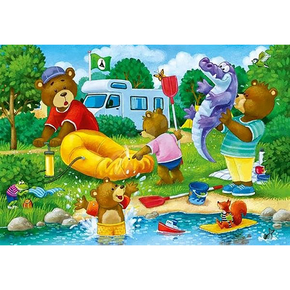 PUZZLE URSI IN CAMPING, 2X24 PIESE - RAVENSBURGER (RVSPC05247) - Libelula Vesela - Jucarii