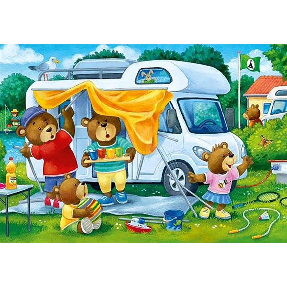 PUZZLE URSI IN CAMPING, 2X24 PIESE - RAVENSBURGER (RVSPC05247) - Libelula Vesela - Jucarii