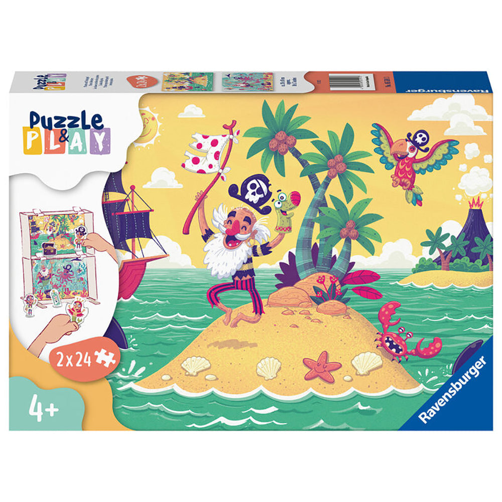PUZZLE SI JOC AVENTURA PIRATILOR, 2X24 PIESE - RAVENSBURGER (RVSPC05591) - Libelula Vesela - Jucarii
