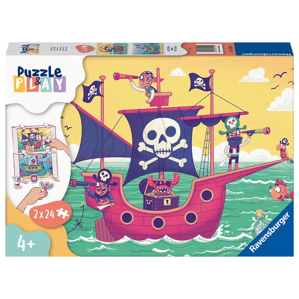 PUZZLE SI JOC BARCA PIRATILOR, 2X24 PIESE - RAVENSBURGER (RVSPC05592) - Libelula Vesela - Jucarii