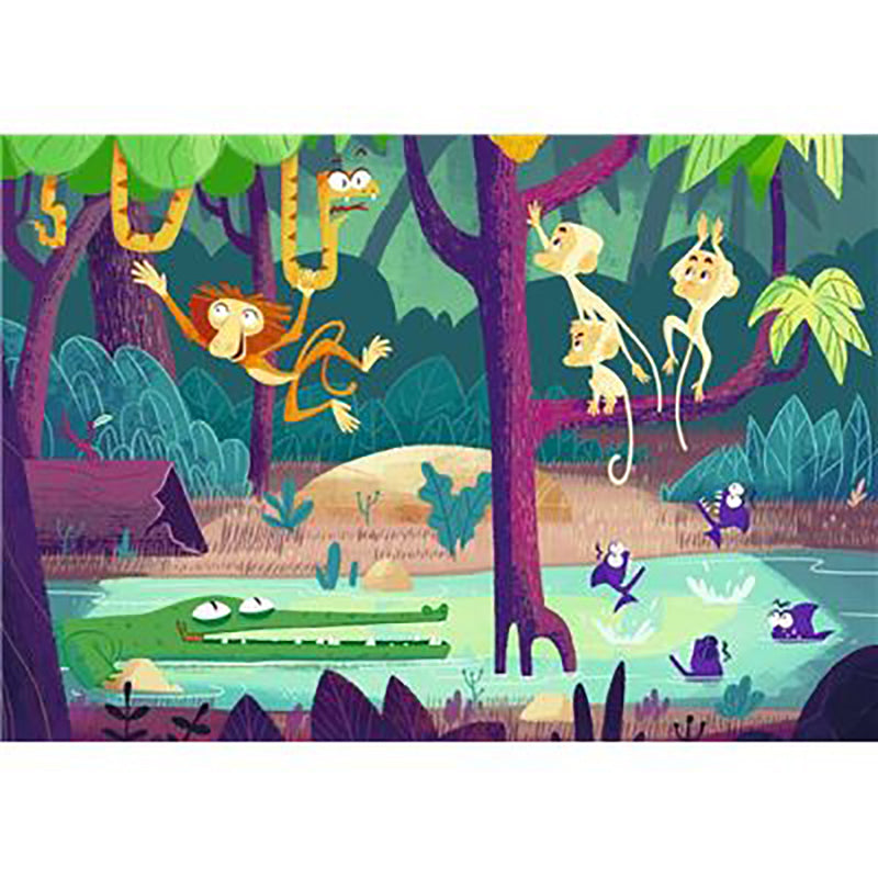 PUZZLE SI JOC EXPEDITIE IN JUNGLA, 2X24 PIESE - RAVENSBURGER (RVSPC05593) - Libelula Vesela - Jucarii