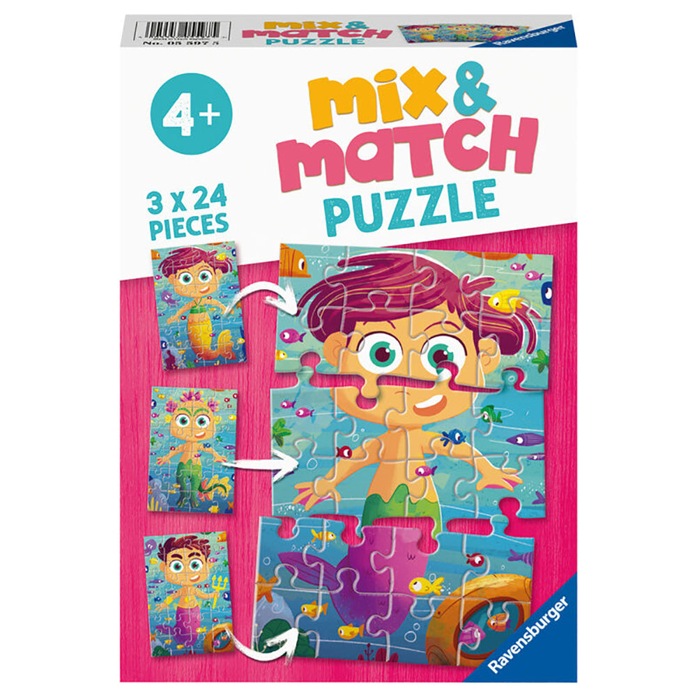 PUZZLE MIX&MATCH SIRENE SI MONSTRI, 3X24 PIESE - RAVENSBURGER (RVSPC05597) - Libelula Vesela - Jucarii