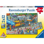 PUZZLE CONSTRUCTIA STRAZII, 2X12 PIESE - RAVENSBURGER (RVSPC05635) - Libelula Vesela - Jucarii