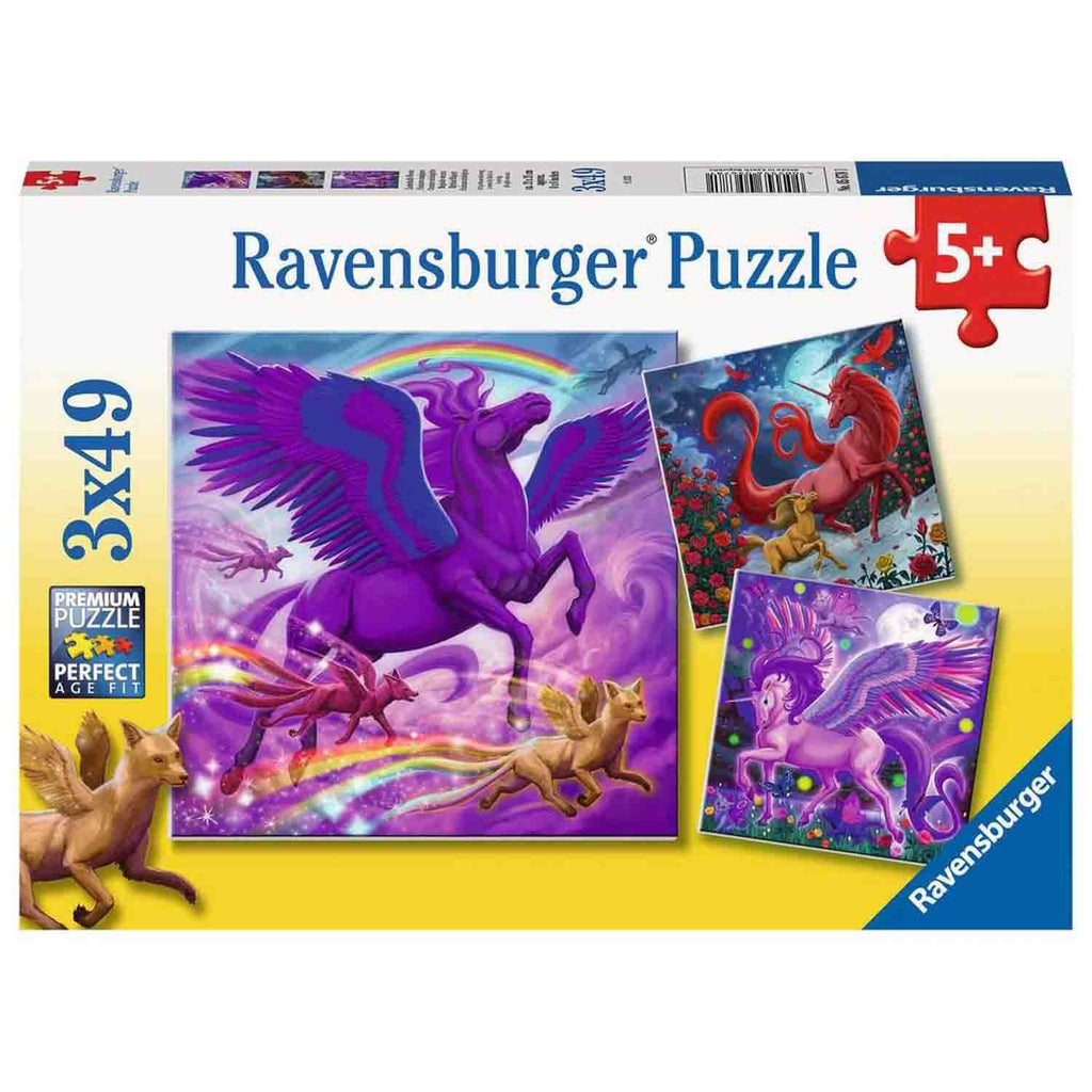 PUZZLE ANIMALE MITICE, 3X49 PIESE - RAVENSBURGER (RVSPC05678) - Libelula Vesela - Jucarii