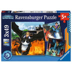PUZZLE CUM SA ITI DRESEZI DRAGONUL, 3X49 PIESE - RAVENSBURGER (RVSPC05688) - Libelula Vesela - Jucarii