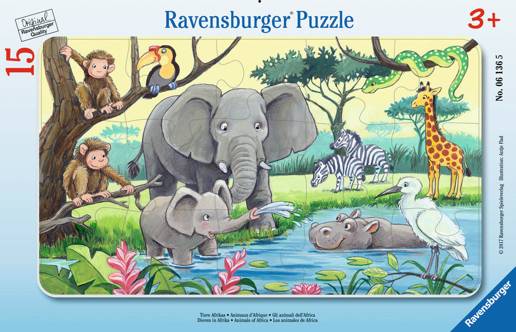 PUZZLE ANIMALE DIN AFRICA, 15 PIESE - RAVENSBURGER (RVSPC06136) - Libelula Vesela - Jucarii