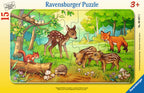 PUZZLE ANIMALE IN PADURE, 15 PIESE - RAVENSBURGER (RVSPC06376) - Libelula Vesela - Jucarii