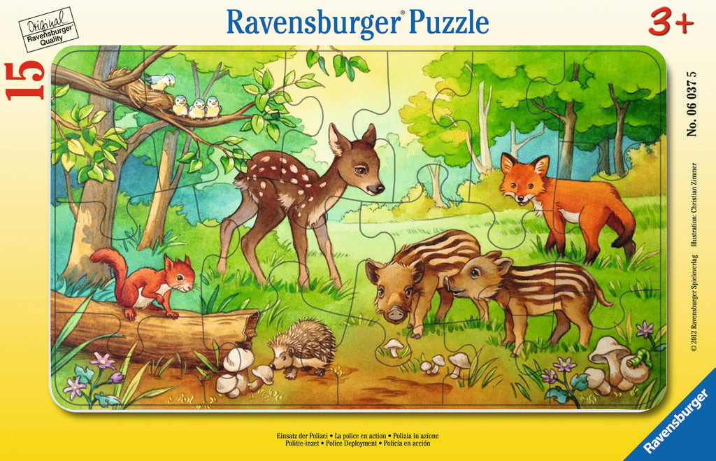 PUZZLE ANIMALE IN PADURE, 15 PIESE - RAVENSBURGER (RVSPC06376) - Libelula Vesela - Jucarii