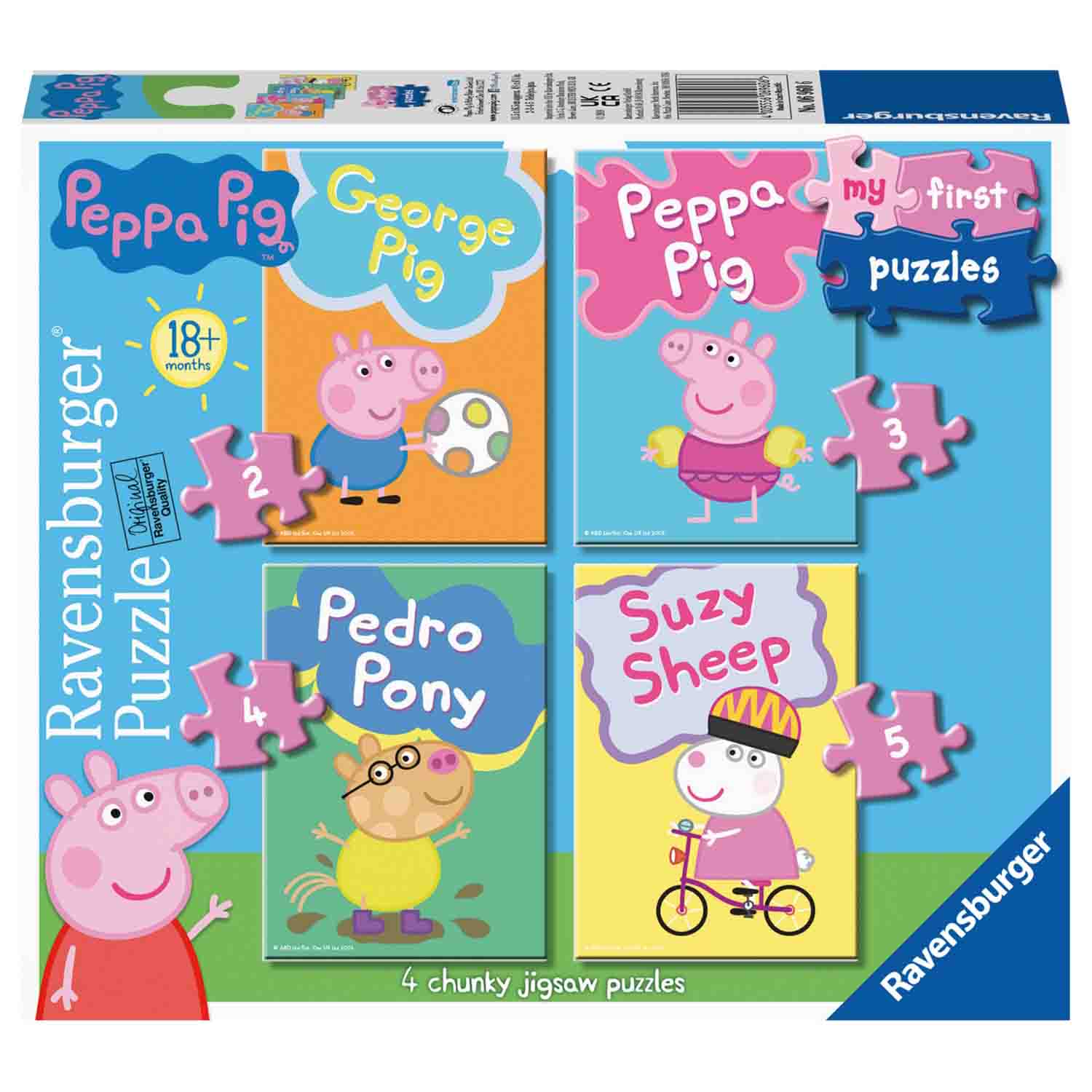 PUZZLE SET 4 BUC PEPPA PIG, 2/3/4/5 PIESE - RAVENSBURGER (RVSPC06960) - Libelula Vesela - Jucarii