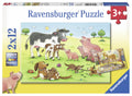 PUZZLE FAMILII ANIMALE, 2X12 PIESE - RAVENSBURGER (RVSPC07590) - Libelula Vesela - Jucarii