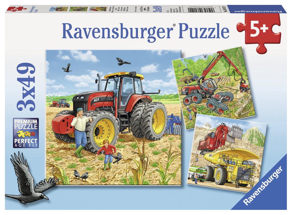 PUZZLE MASINARII, 3X49 PIESE - RAVENSBURGER (RVSPC08012) - Libelula Vesela - Jucarii