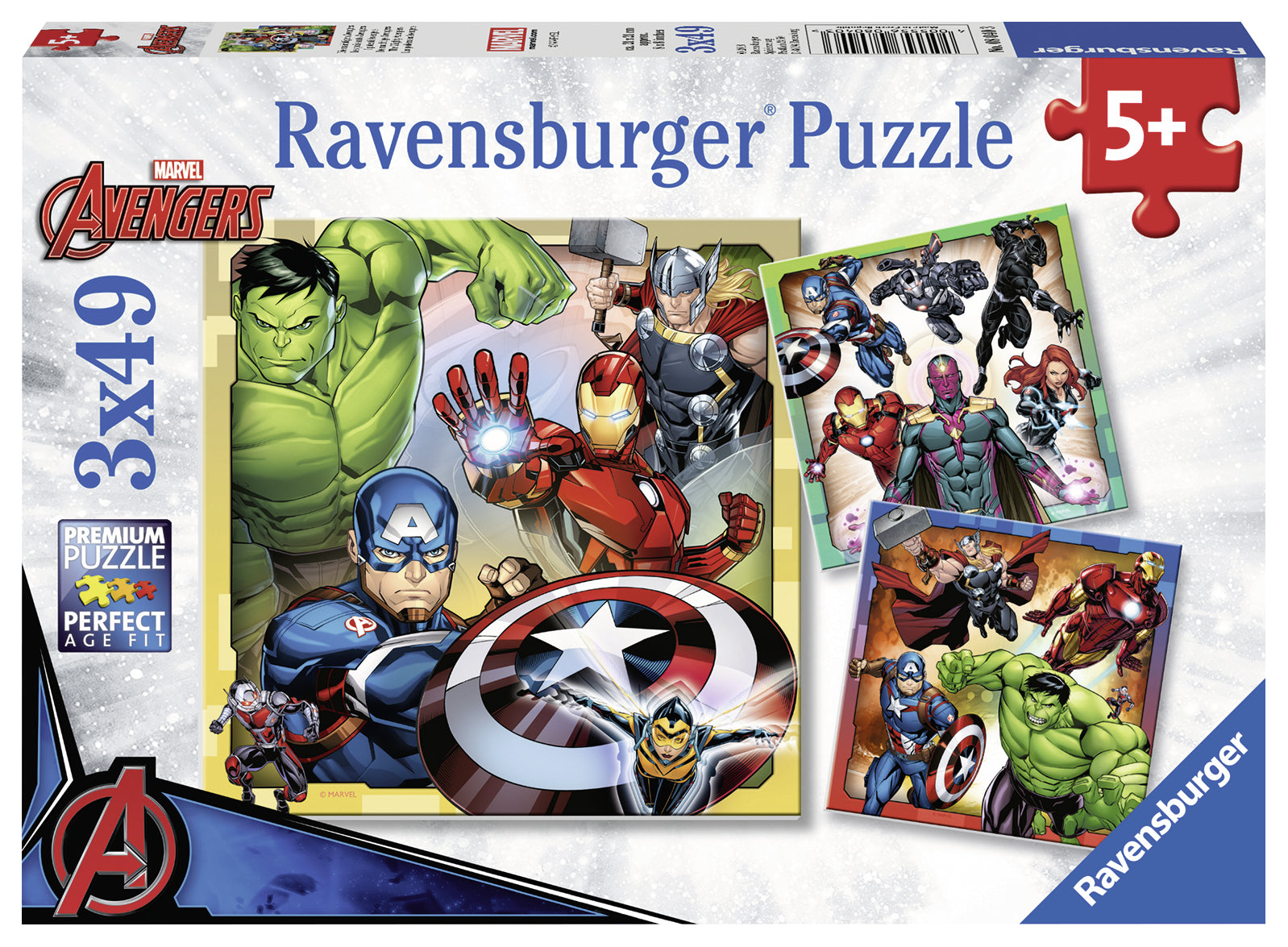 PUZZLE MARVEL AVENGERS 3X49 PIESE - RAVENSBURGER (RVSPC08040) - Libelula Vesela - Jucarii