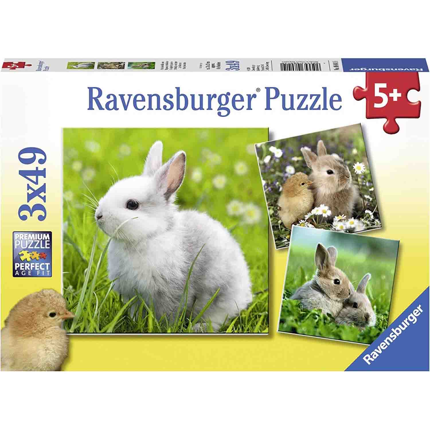 PUZZLE IEPURASI, 3X49 PIESE - RAVENSBURGER (RVSPC08041) - Libelula Vesela - Jucarii