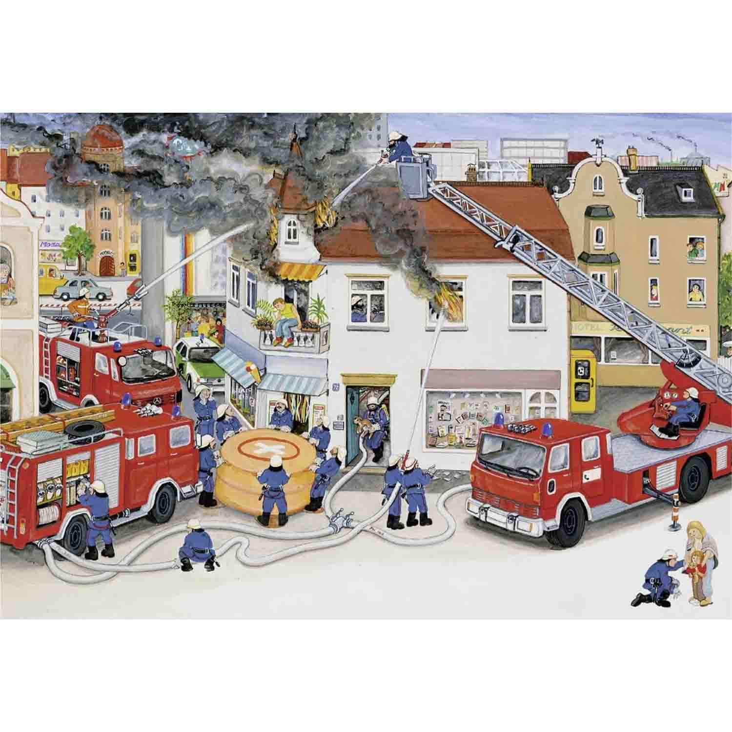 PUZZLE BRIGADA DE POMPIERI, 2X24 PIESE - RAVENSBURGER (RVSPC08851) - Libelula Vesela - Jucarii
