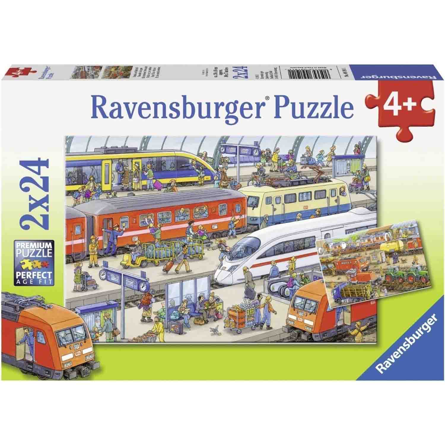 PUZZLE STATIE DE TREN, 2X24 PIESE - RAVENSBURGER (RVSPC09191) - Libelula Vesela - Jucarii